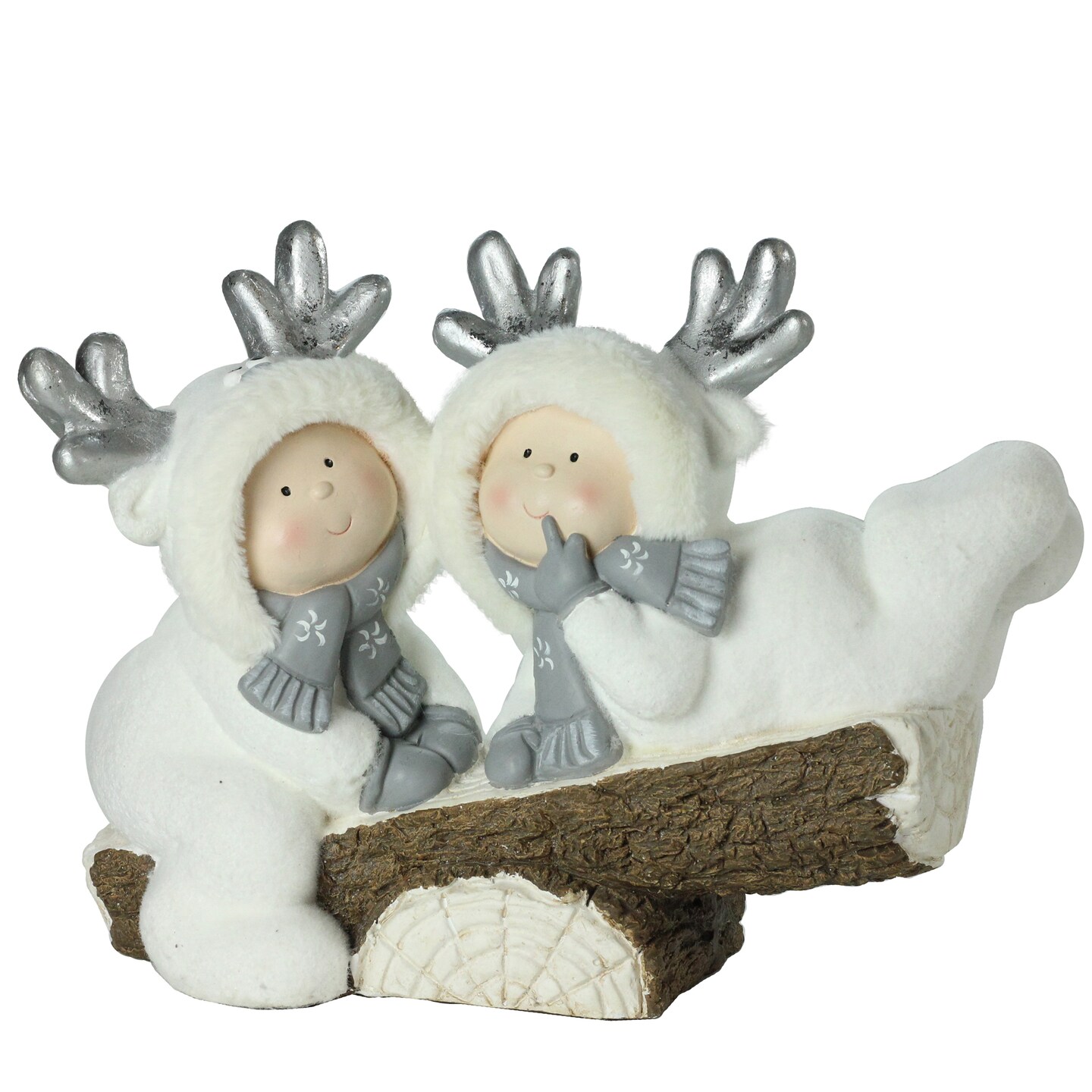 Northlight Winter Christmas Smiling Children on Seesaw Decoration - 18.5&#x201D; - White
