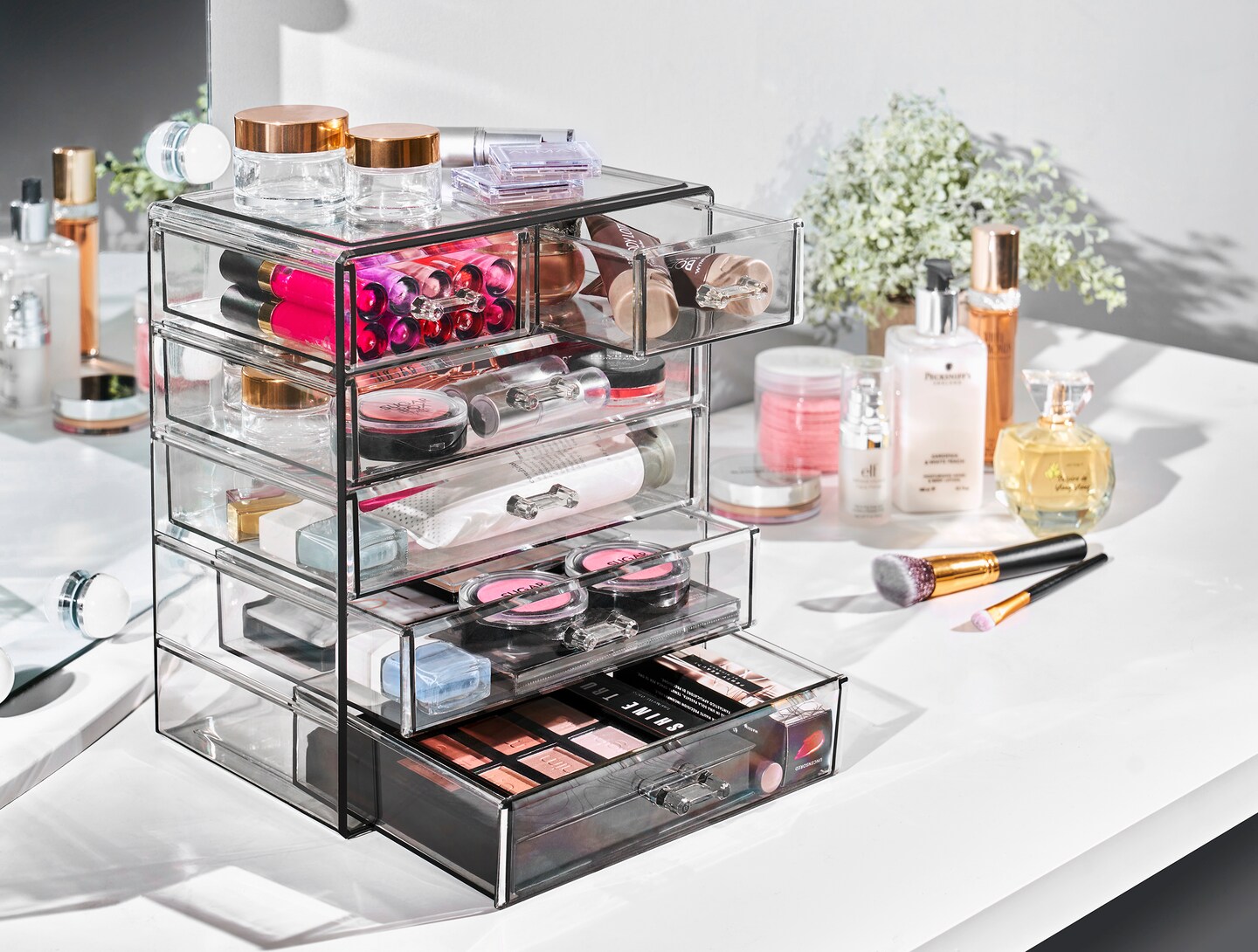 Sorbus Acrylic Makeup & Jewelry Organizer Storage Case- (4 Large, 2 Small Drawers)