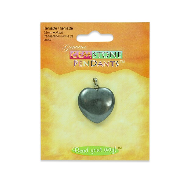 6 Packs of Hematite Heart Pendant