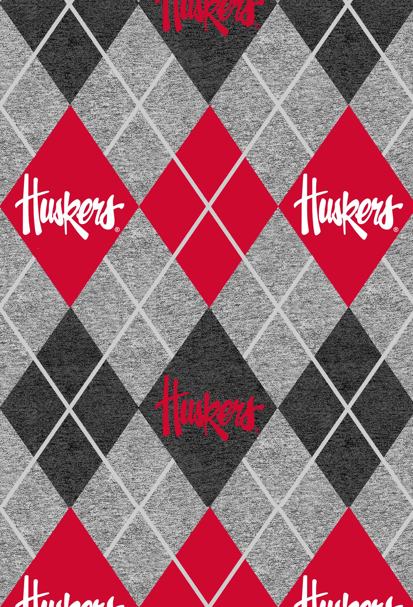 Sykel Enterprises-University of Nebraska Fleece Fabric-Nebraska Cornhuskers Heather Argyle Fleece Blanket Fabric-Sold by the yard