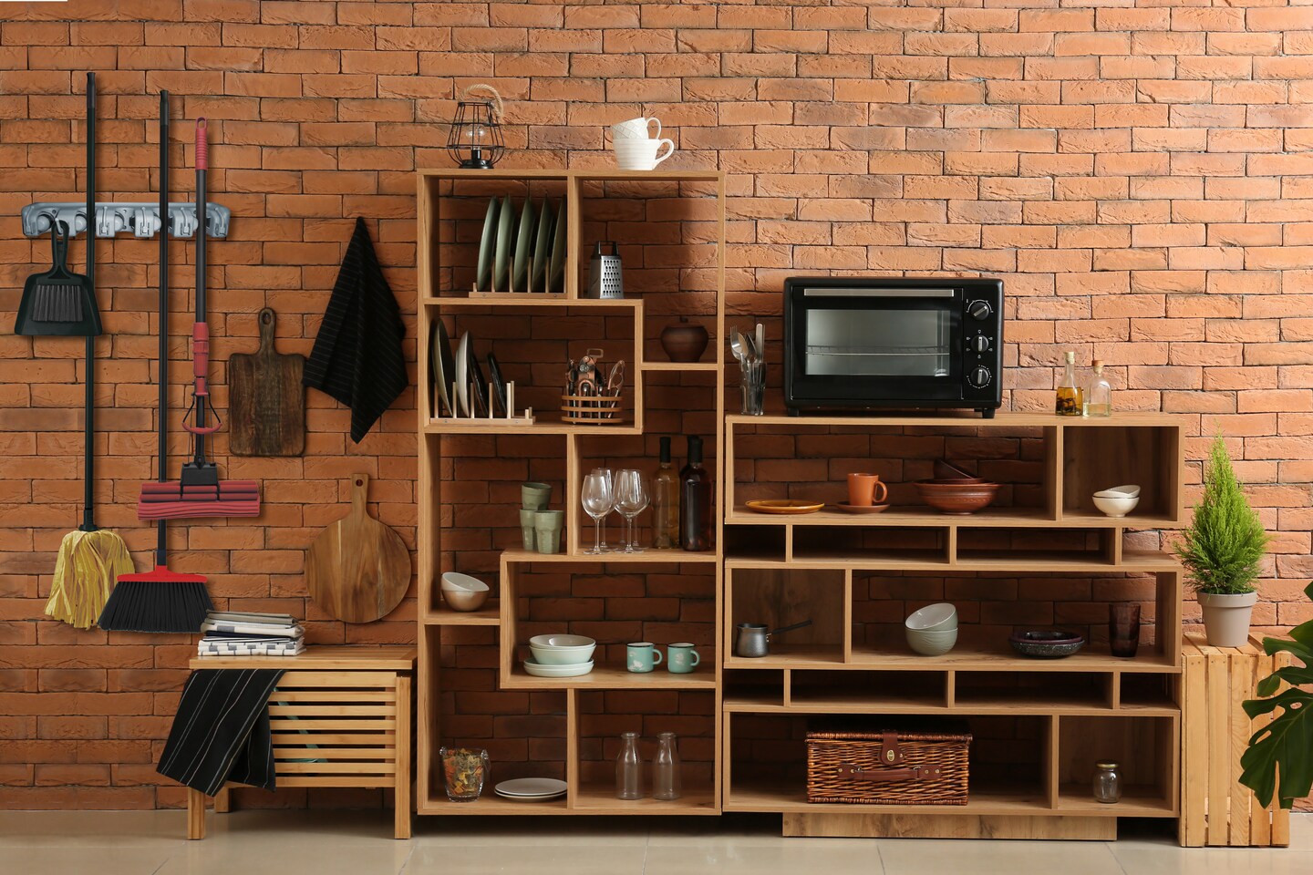 Sorbus Wall Mounted Broom and Mop Storage Organizer - Holds up to 11 Different Type of Tools