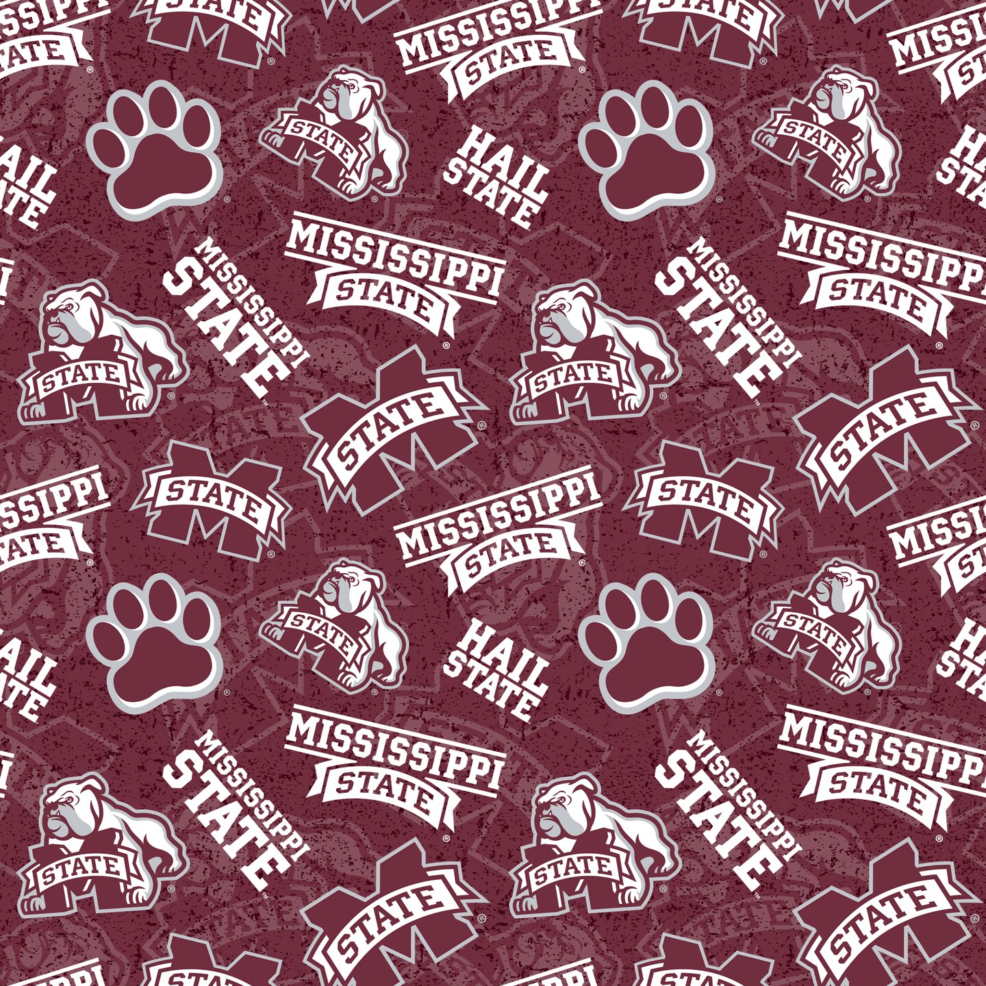 Sykel Enterprises-Mississippi State University Cotton Fabric-Mississippi State Bulldogs Tone On Tone Cotton Quilting Fabric