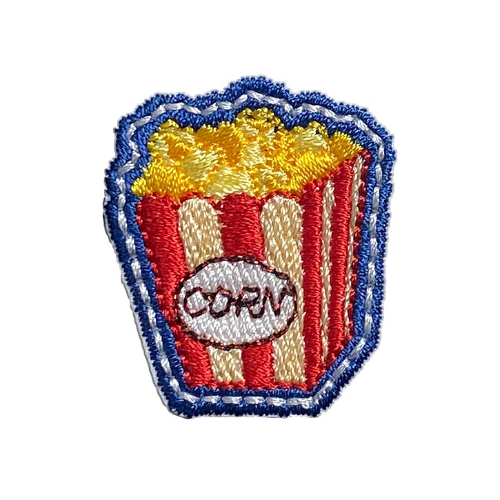 Movie-style Popcorn, Concession Food, Embroidered, Iron on Patch
