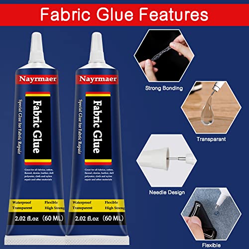 Fabric Glue, Permanent Clear Washable Clothing Glue for All