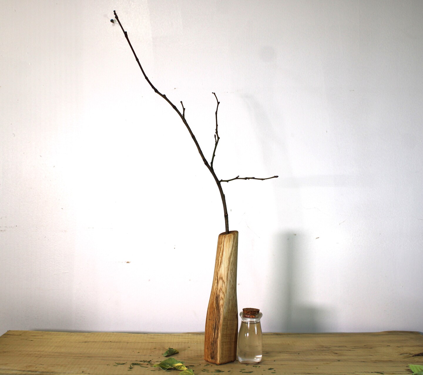 Oak Hand Carved Bud Vase, Single Stem Flower Wooden Display Vase product 6