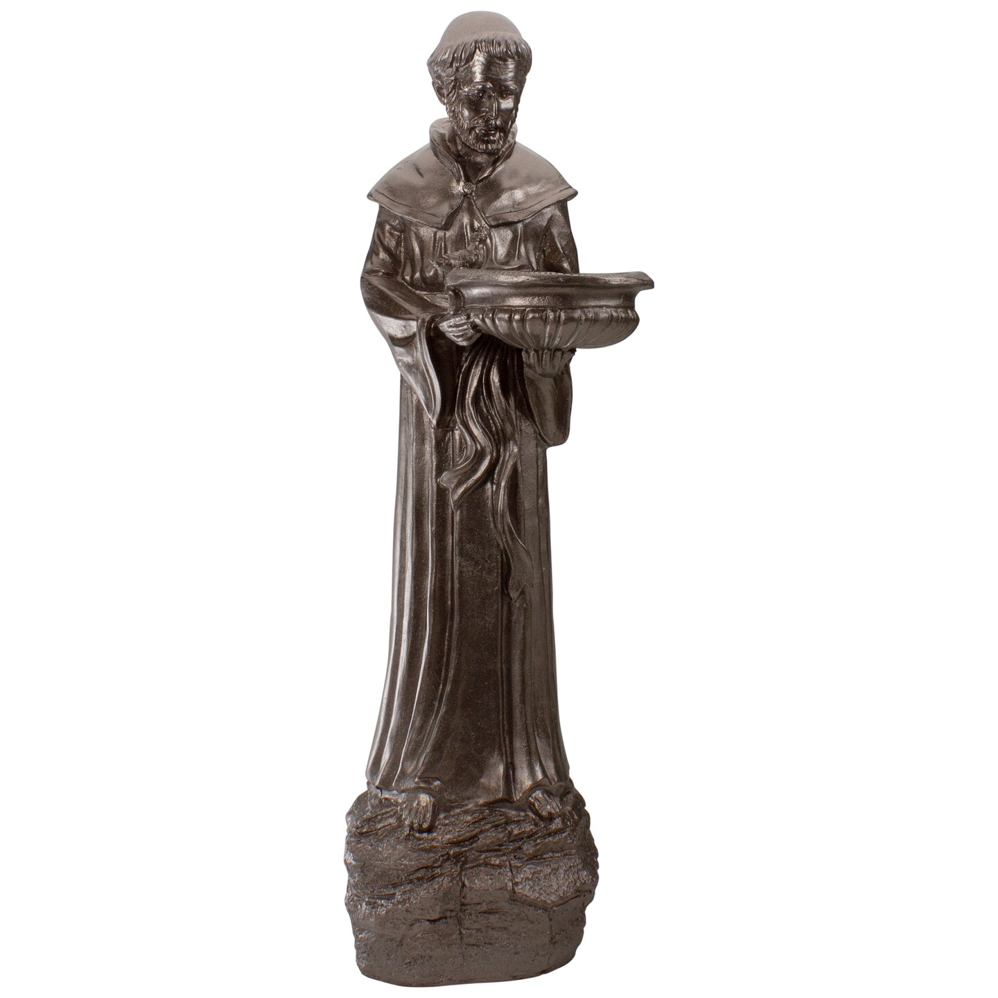 Northlight St. Francis of Assisi Bird Feeder Outdoor Garden Statue - 23.5&#x22; - Bronze