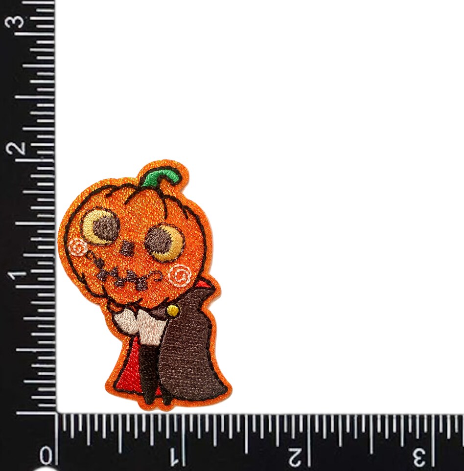 Headless Phantom, Halloween Pumpkin Head, Embroidered, Iron on Patch