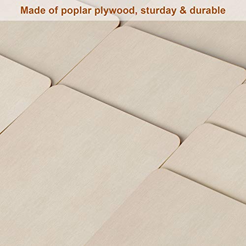 50 Pieces 4 x 4 Inch Blank Natural Wood Square Wooden Cutouts Board for DIY Crafts Painting, Scrabble Tiles, Coasters, Decoration