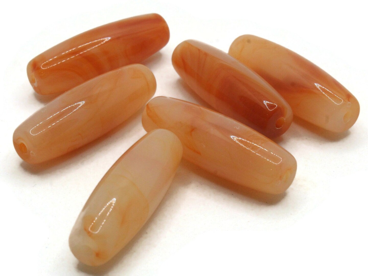 6 40mm Swirling Brown Acrylic Tube Beads