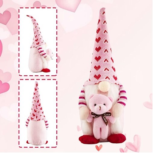 2 PCS Valentine Day Gnomes Plush Decorations Valentine's Day Tomte Dolls for Home Table Ornaments