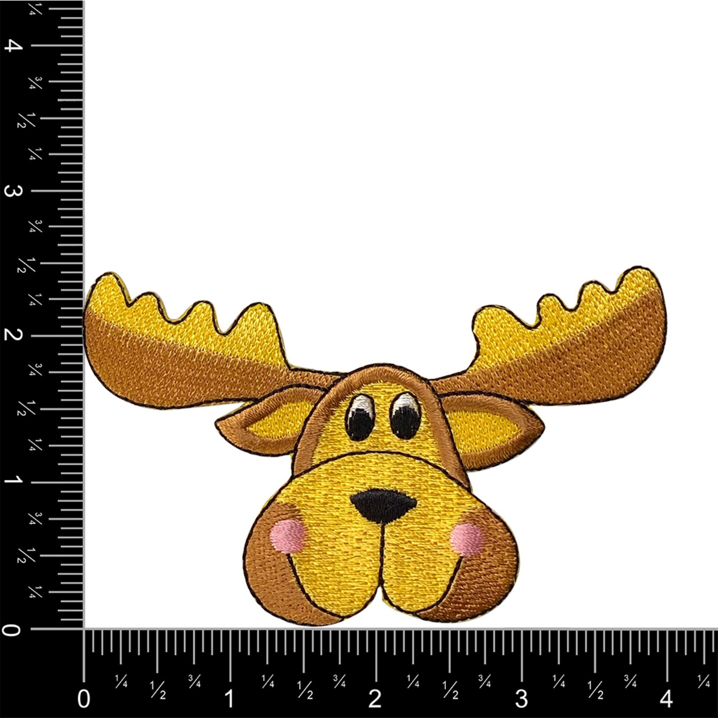 Moose with Pink Cheeks, Animals, Embroidered, Iron on Patch