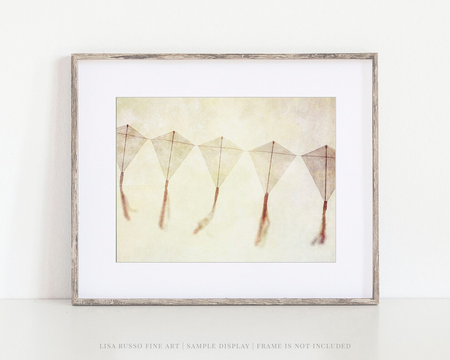 Nursery or Child's Bedroom Wall Decor Print - Floating Abstract Kites in Soft Yellow