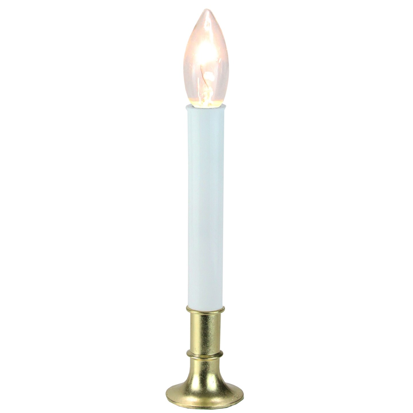 Northlight 9&#x22; Pre-Lit White and Gold C7 Christmas Candle Lamp with Sensor