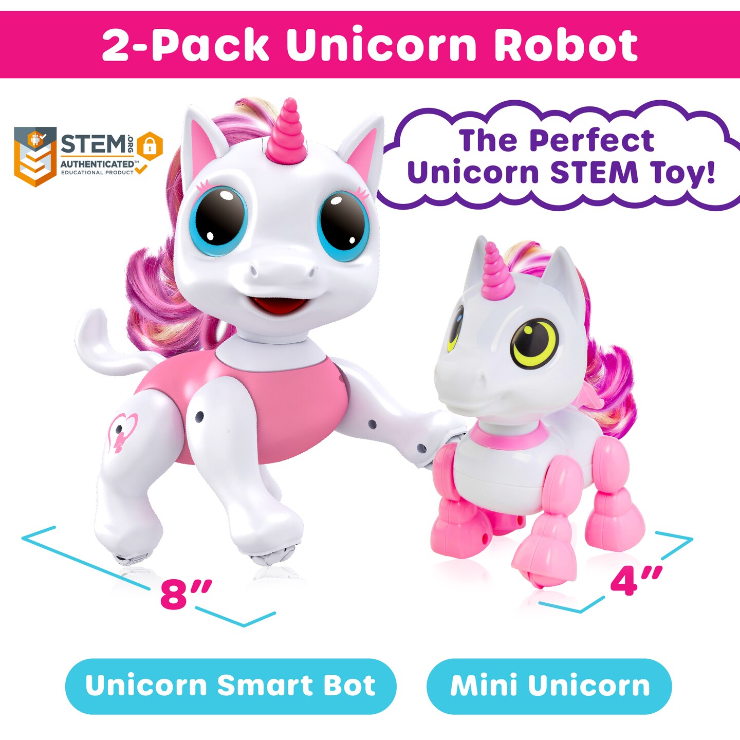 Power Your Fun Robo Pets Unicorn For Girls and Boys - 2pk