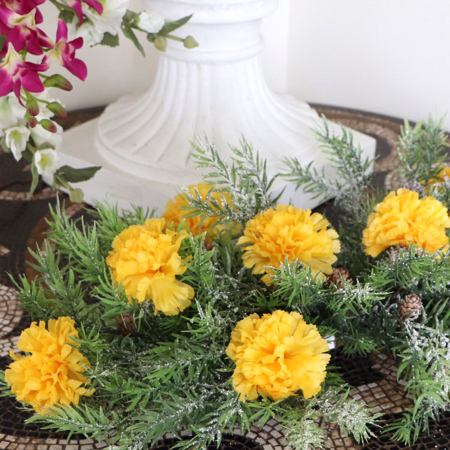 Set of 100: Gold Carnation Flower Picks | 5-Inch | 3.5" Wide | Lifelike Silk Flowers | Vibrant Blooms | Elegant Arrangements, Weddings, & Special Occasions | Home & Office Decor, Floral Home by Artificial Flowers