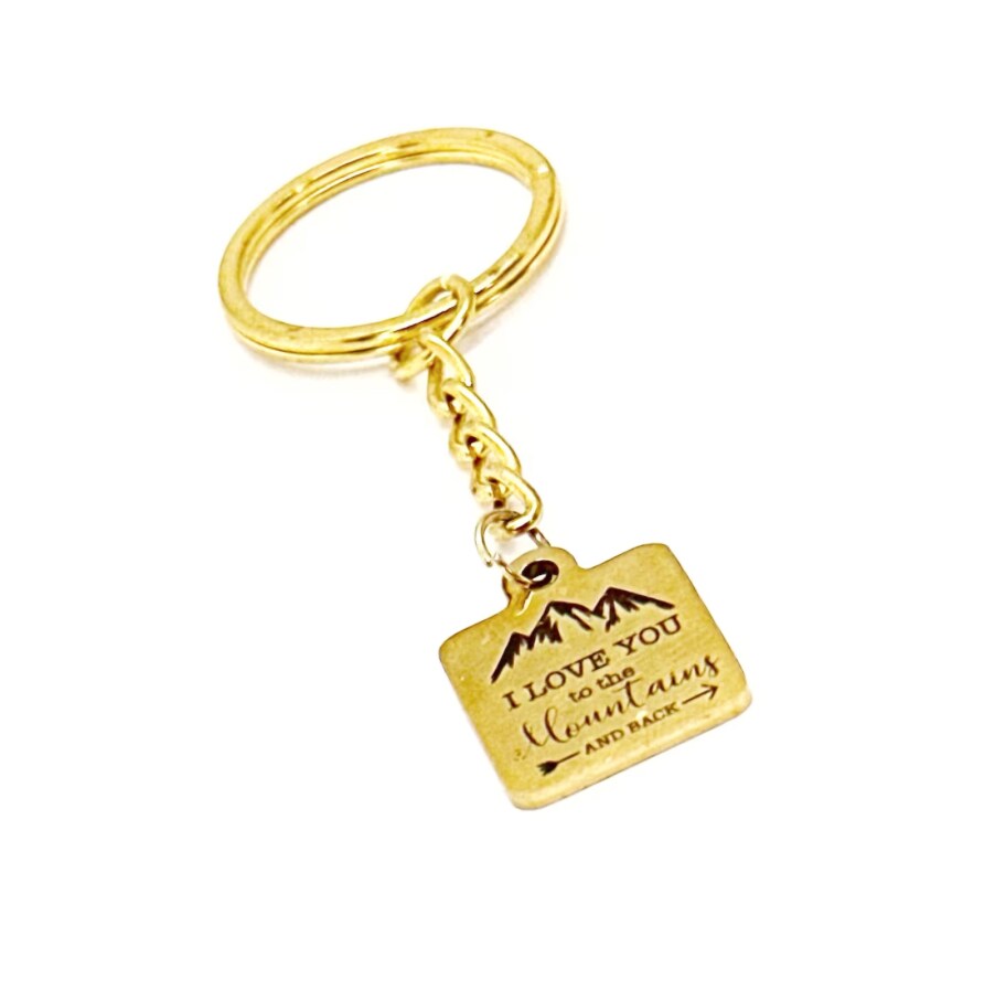 I Love You To The Mountains And Back Goldtone Charm Keychain, Love Keychain, Son Gift, Wife Gift, Daughter Gift, Charm Keychain, Love Charm