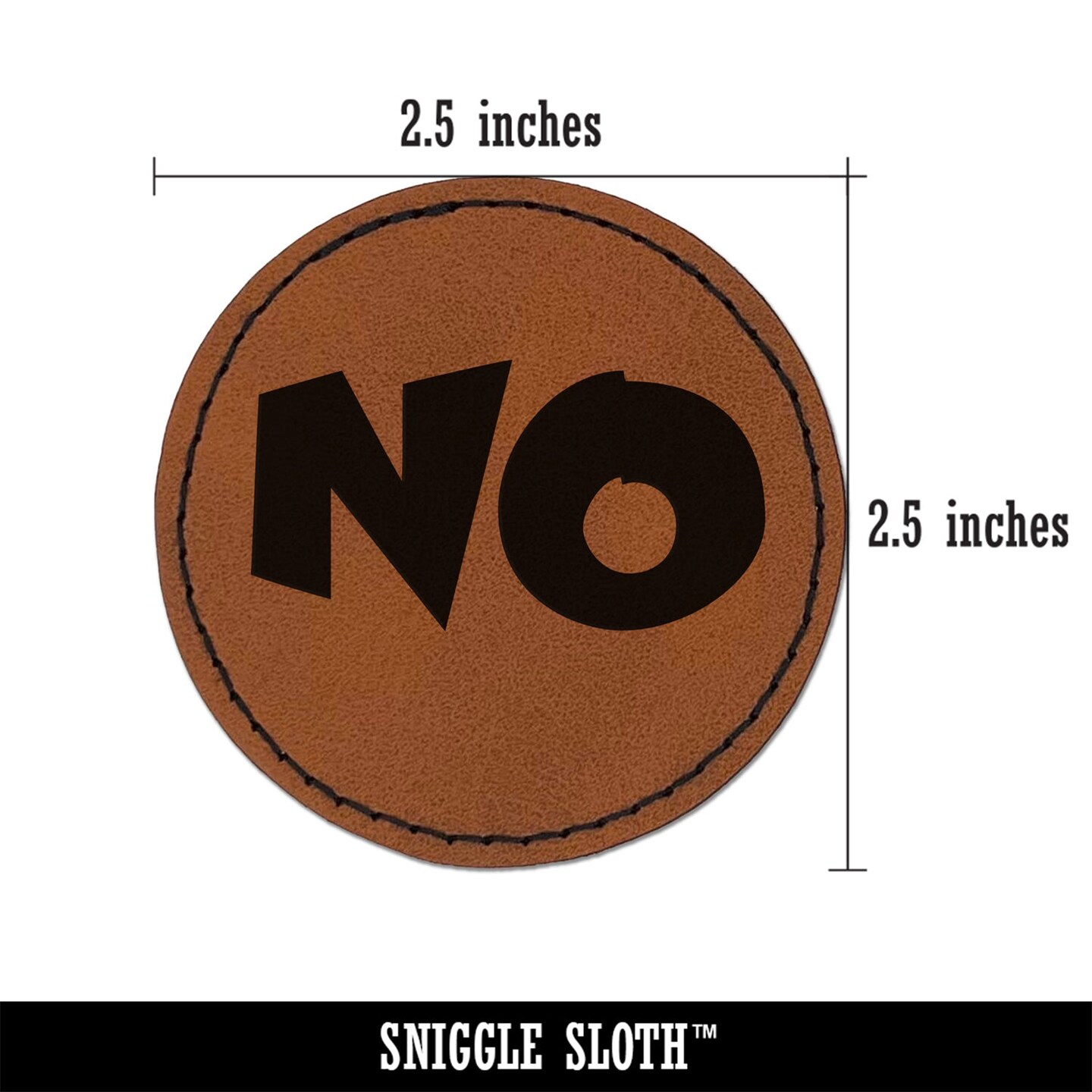No Text Round Iron-On Engraved Faux Leather Patch Applique - 2.5&#x22;