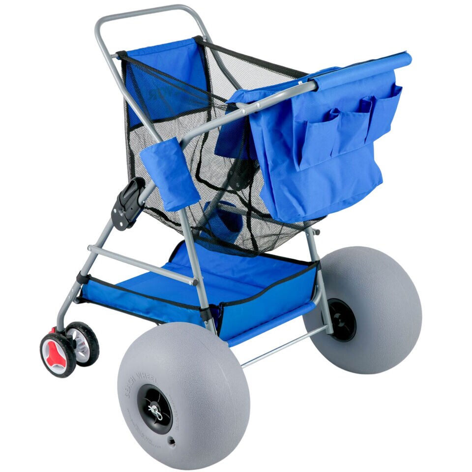 Wonder Wheeler Wide Beach Cart with 12&#x27;&#x27; Balloon Wheels &#x26; Storage Bag.
