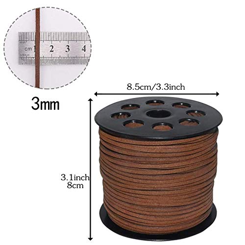 3 mm x100 Yards Coffee Suede Cord Suede Lace Faux Leather Cord with Roll Spool for Bracelet Necklace Beading DIY Handmade Crafts