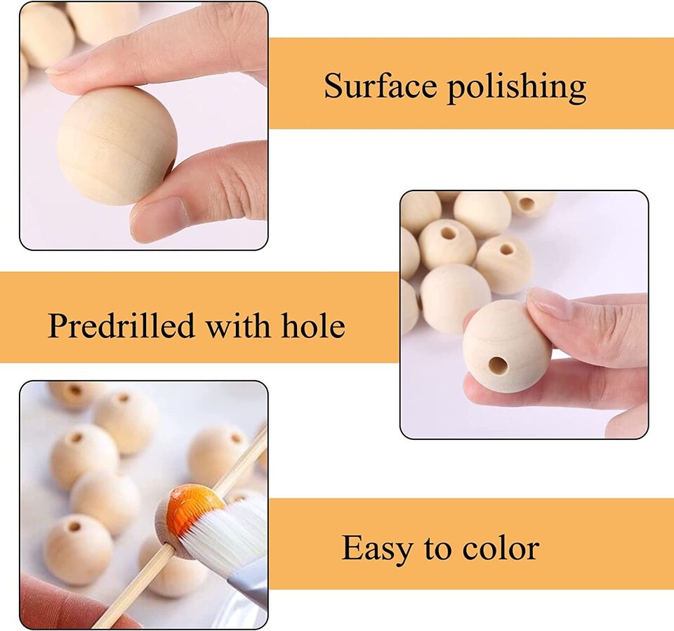 Wooden Beads Bulk Natural Round Spacer Wood Crafts & Jewelry Beads.