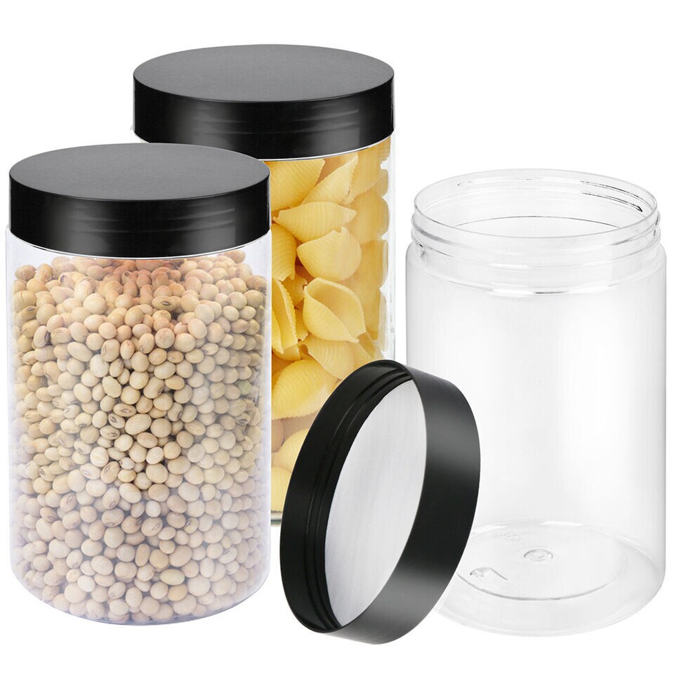 3PC Clear Large Plastic Jars Sample Container