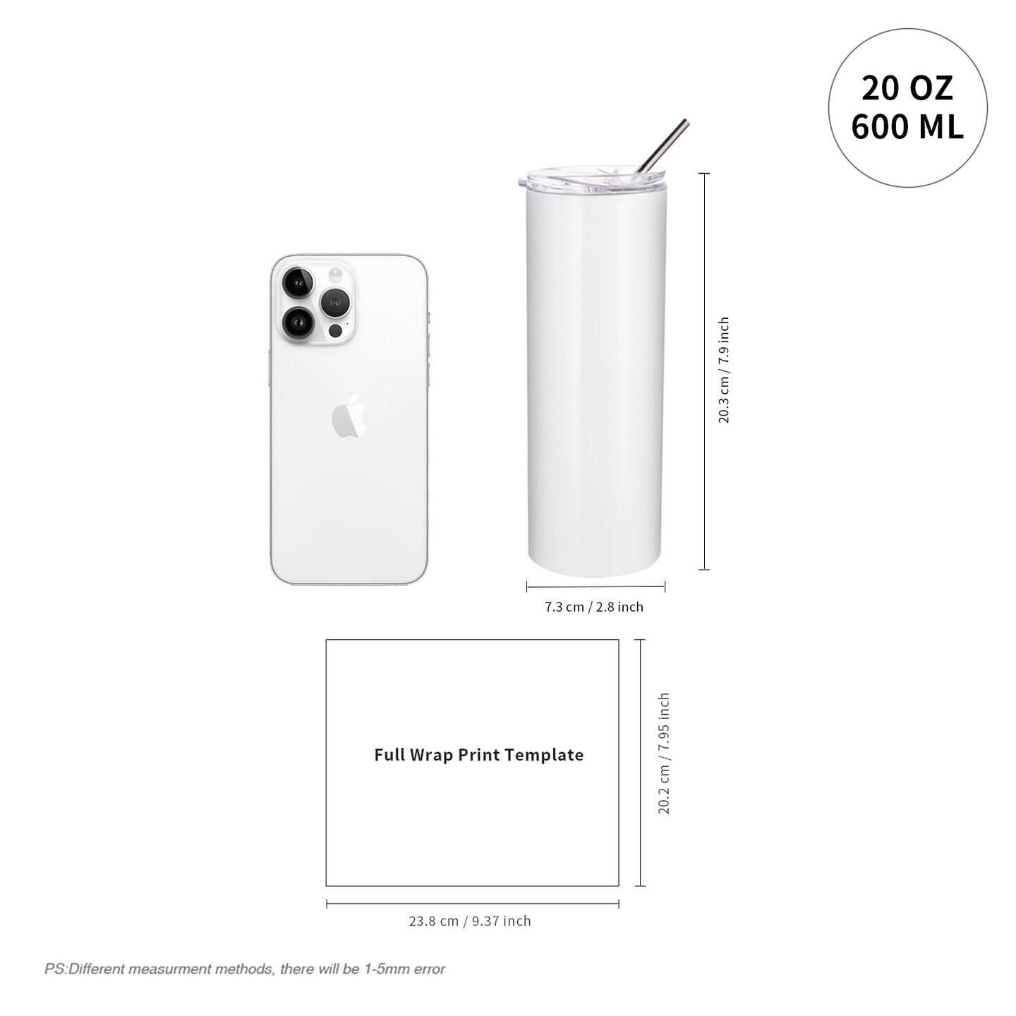 PYD Life Sublimation Blanks Skinny Tumbler White 20 OZ Straight Stainless  Steel Tumbler with Metal Straw for Mug Tumbler Heat Press Machine  Sublimation Printing 4 Pack