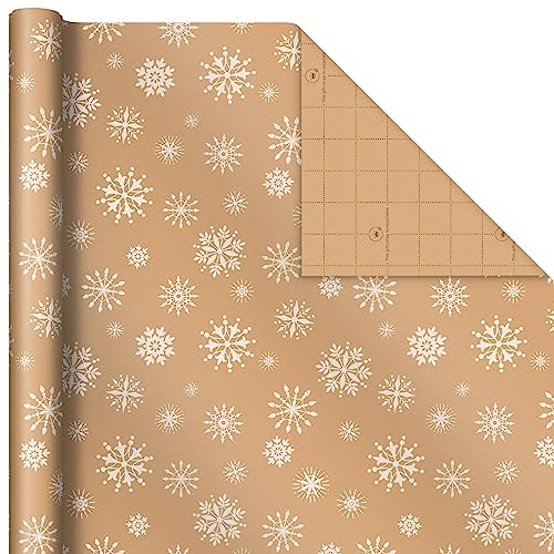 Hallmark Recyclable Kraft Wrapping Paper with Cut Lines (3 Rolls: 90 Sq.  Ft. Ttl.) Minimalist Christmas, White Trees, Deer Antlers, Snowflakes on  Brown Kraft for Holidays, Weddings, Winter Solstice, 30 Sq Ft (0005JXW1210)