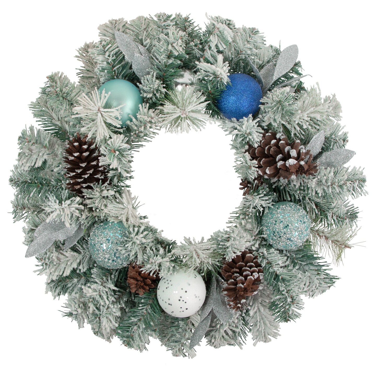 Northlight Flocked Pine with Ornaments Artificial Christmas Wreath - 24" - Unlit