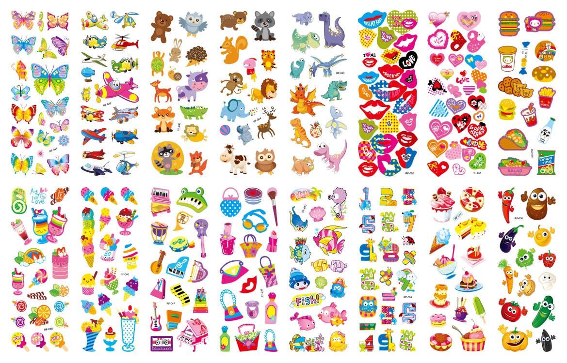 32 Different Bulk Variety Pack Stickers for Girls Boys Rewards, Craft Scrapbooking Including Animal, Hearts, Trucks, Dinosaurs and More