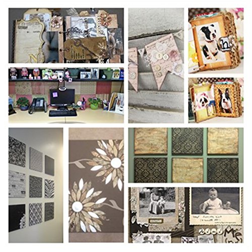 DESEACO 27 Sheets Scrapbook Vintage Paper Book Pad 12&#x22; x 12&#x22; Classic Origami Wrapping Card Making Alphabet/Photo Frame Album Creative Handmade Decorative Die Cuts Background