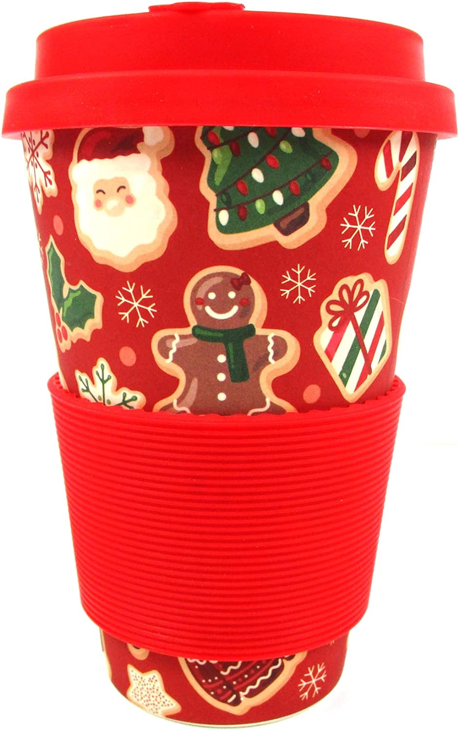 TINYMILLS Christmas Cookies Holiday 14oz Travel Mug - Eco-Friendly Reusable Plant Fiber Travel Mug