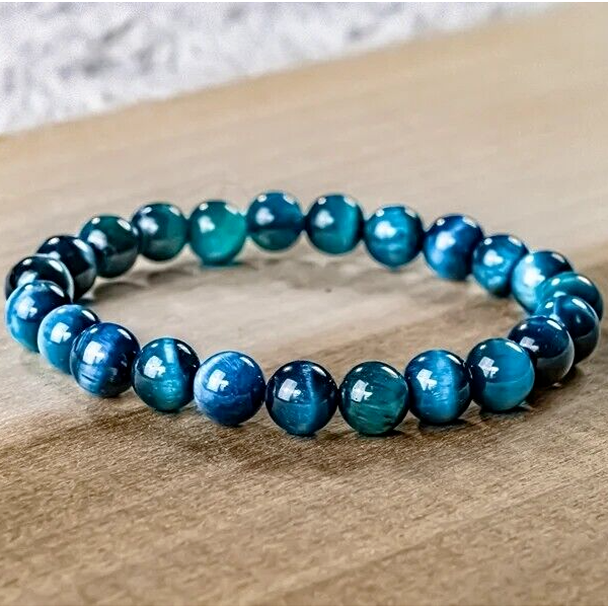 8 mm Natural Tiger&#x27;s Eye Bead Bracelet
