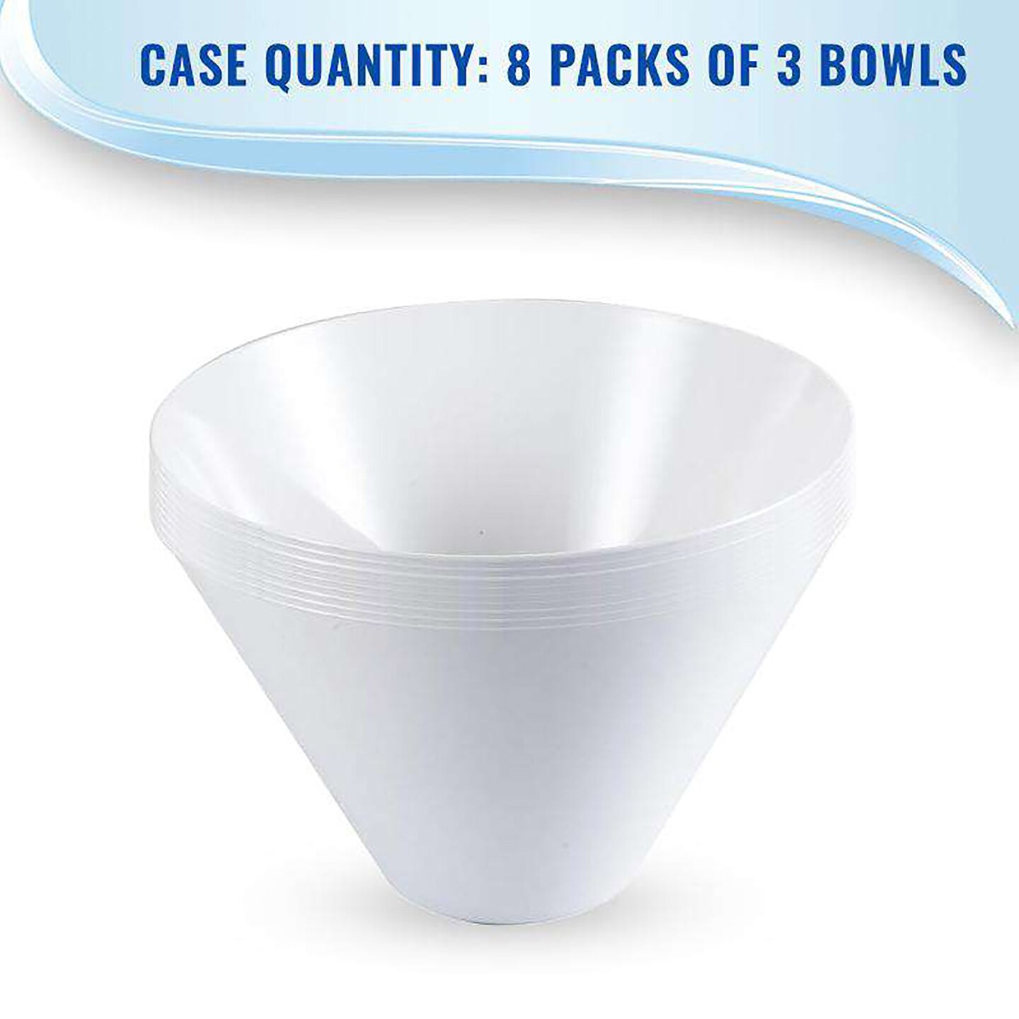 White Round Deep Plastic Serving Bowls - 96 Ounces (24 Bowls)