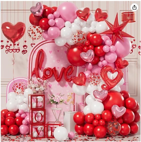 Valentines Day Love Ballons, 40 Inch Large Pink Love Foil Balloons