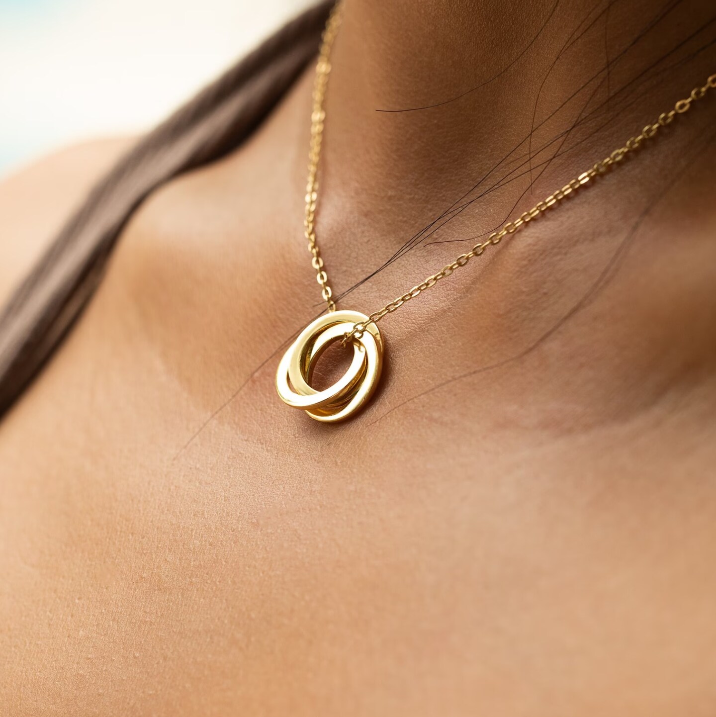 Interlocking Circles Necklace Linked Circles Best Friend Jewelry – Deluna