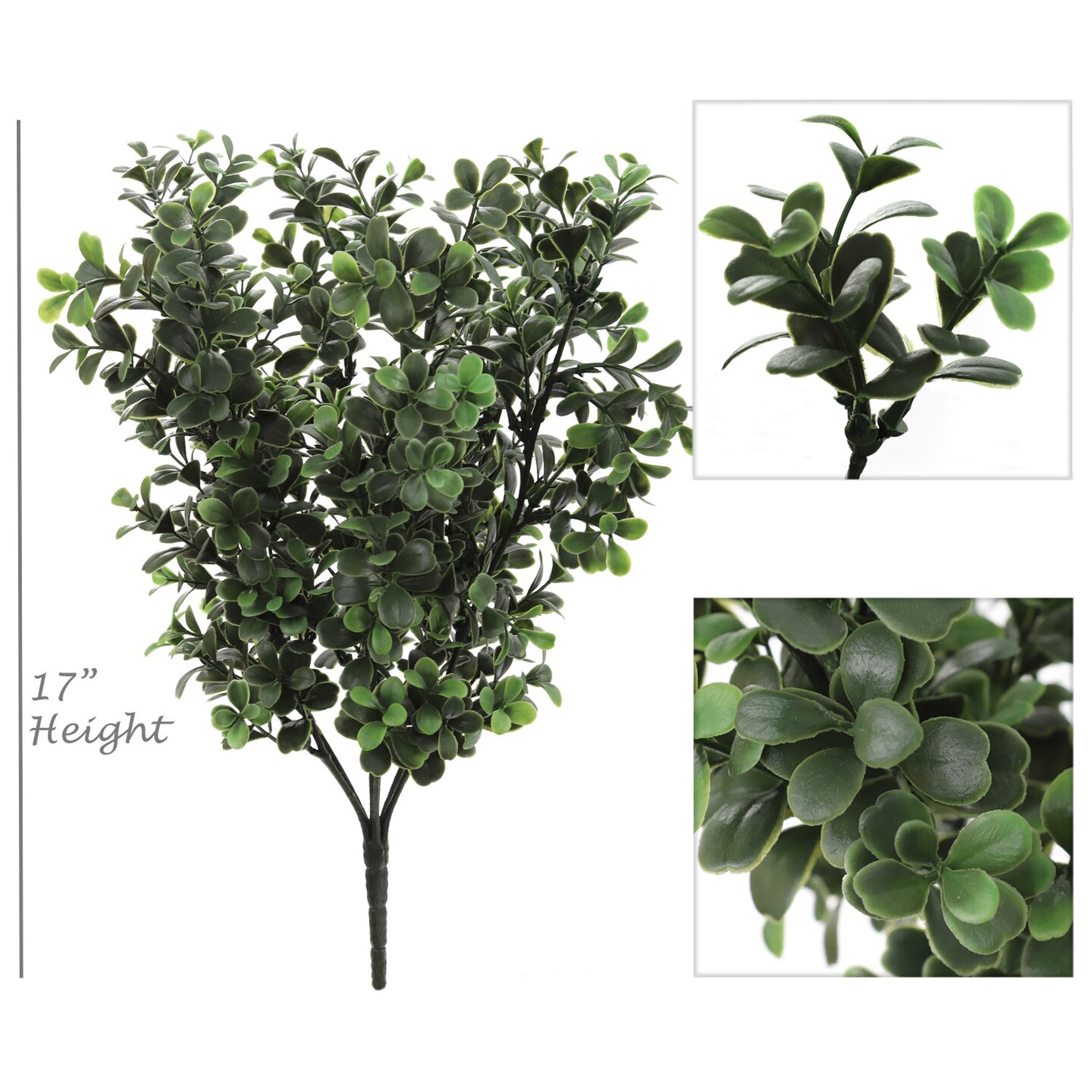 Set of 6: Artificial Boxwood Bush | 17-Inch | Indoor/Outdoor Use | Faux Greenery | Patio &#x26; Garden | Home &#x26; Office Decor