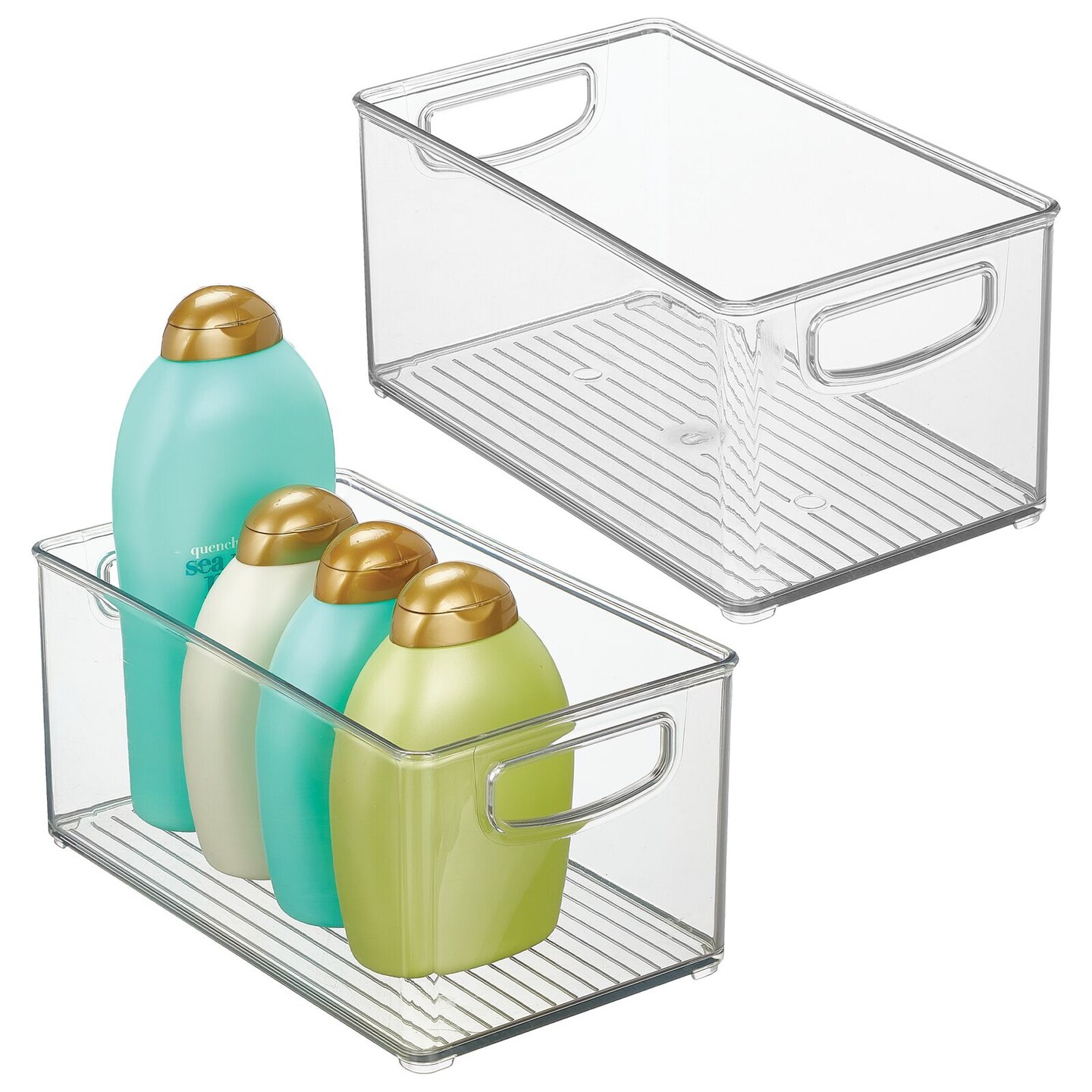 mDesign Plastic Bath Vanity Storage Organizer Bin with Handles