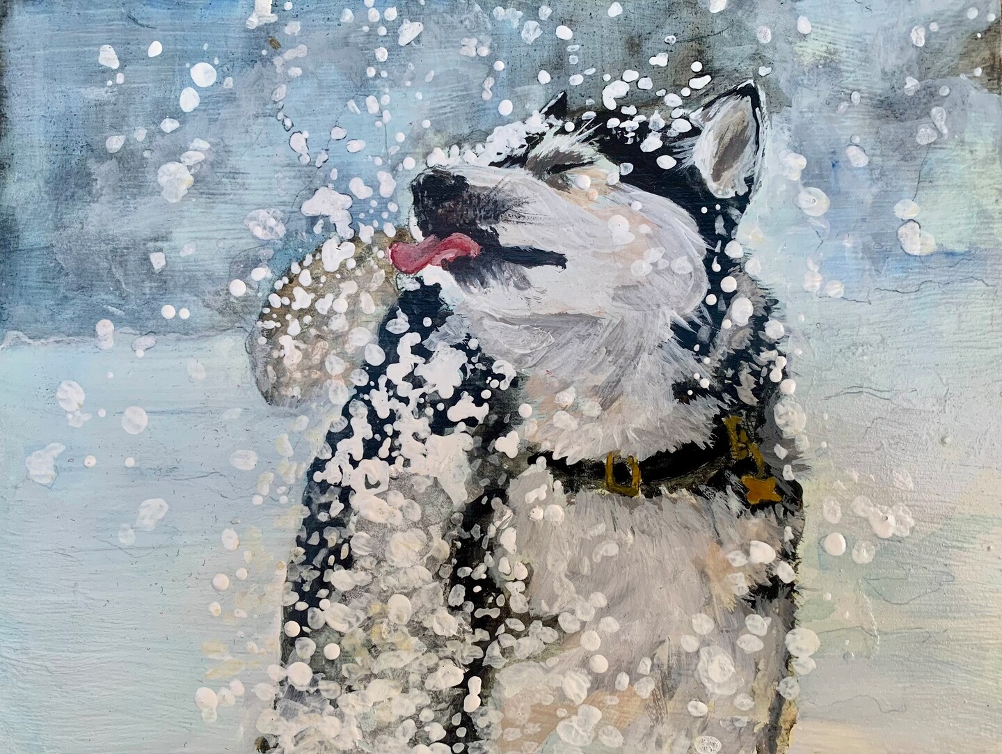 Catching Snow- Husky Dog Greeting Card