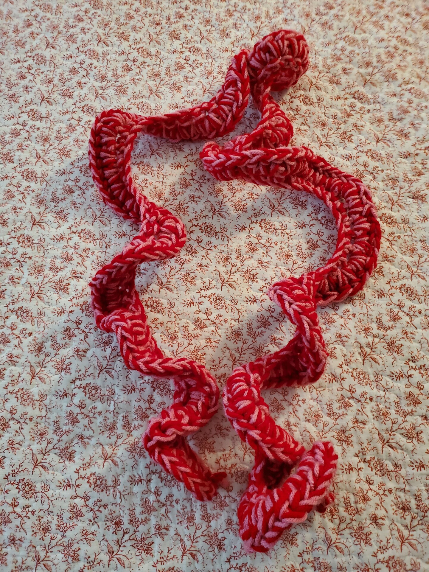 Crocheted Curly Valentine's Scarf