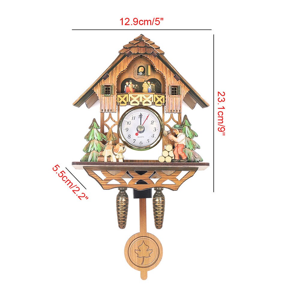 Kitcheniva Vintage Pendulum Wall Clock Silent Decorative Wooden Cuckoo Home Decor