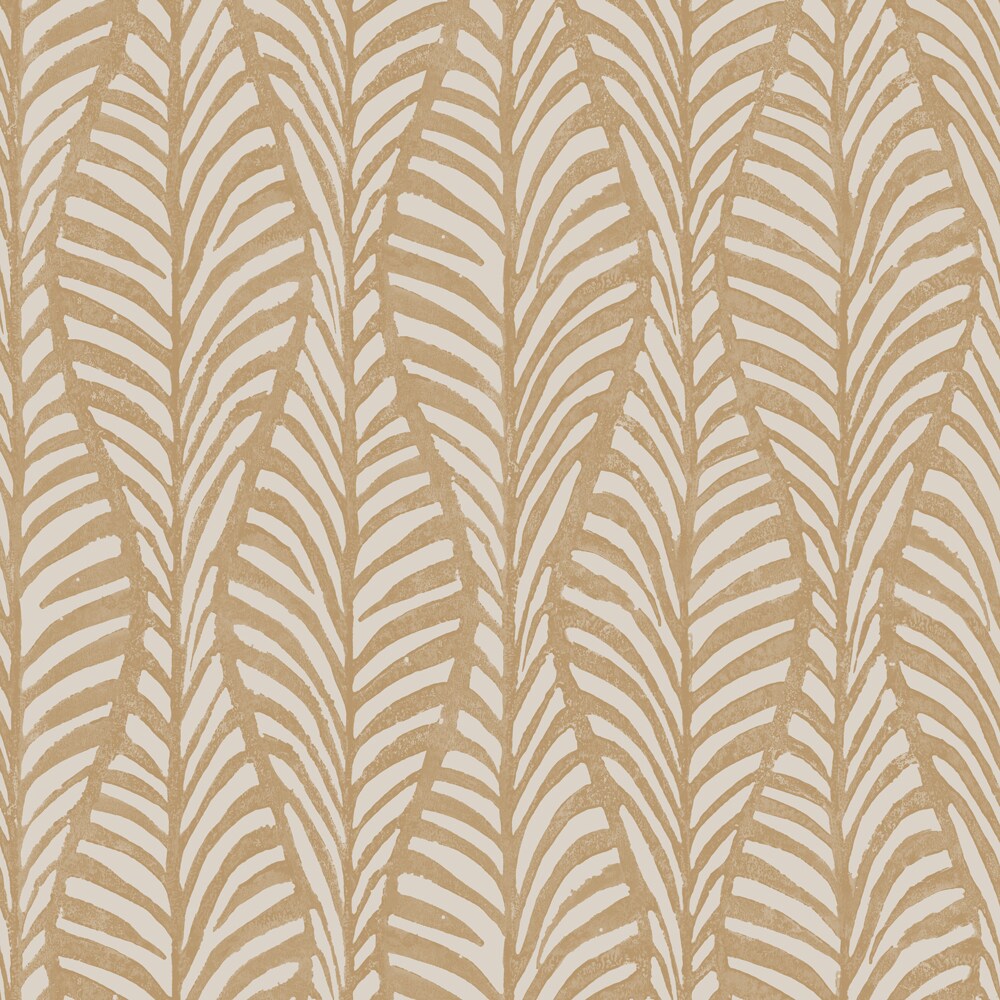 Tempaper Block Print Leaves Peel and Stick Wallpaper Sand