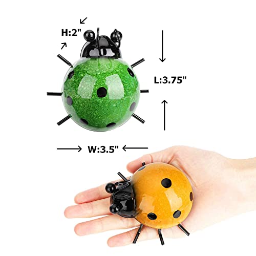 4 Pieces Metal Garden Wall Art Decorative Set ,Cute Ladybugs Outdoor Wall Sculptures