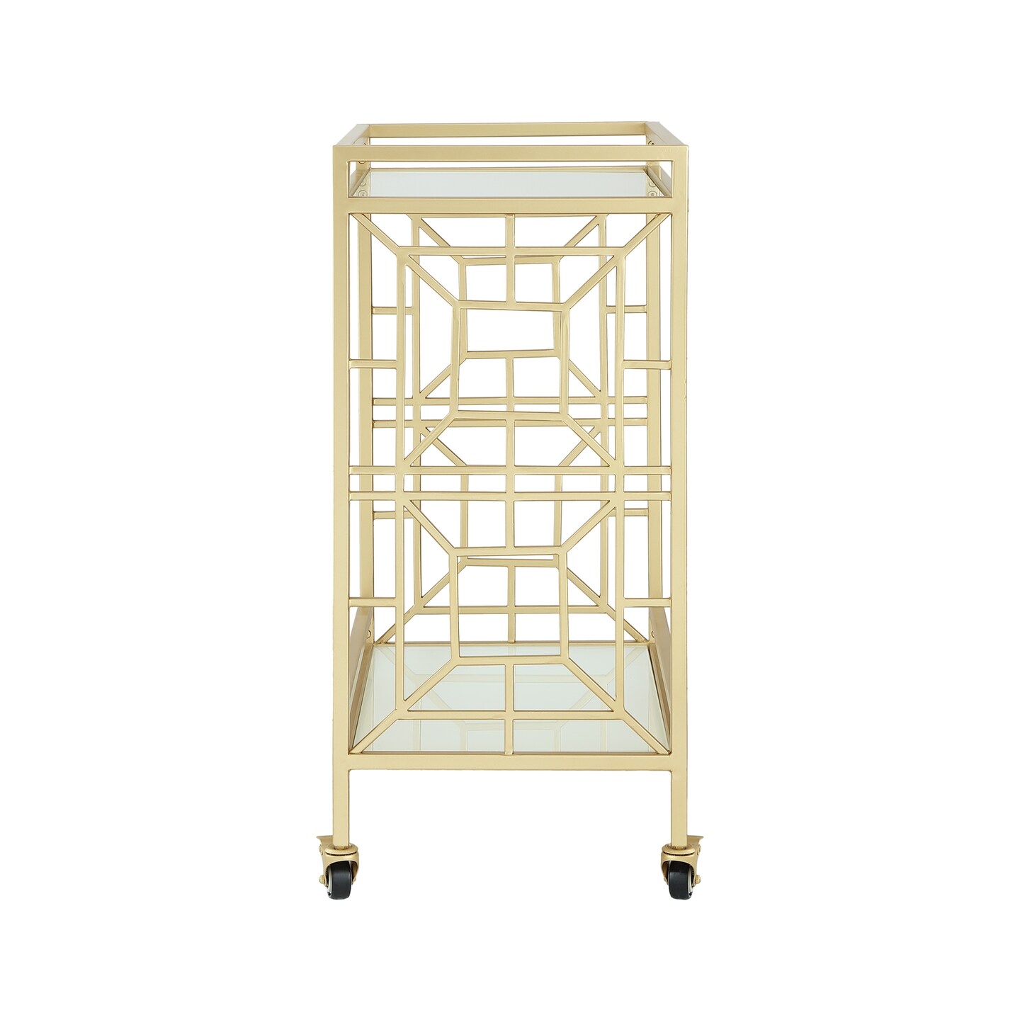 Mimi Glass Shelf Caster Leg Metal Bar/Serving Cart