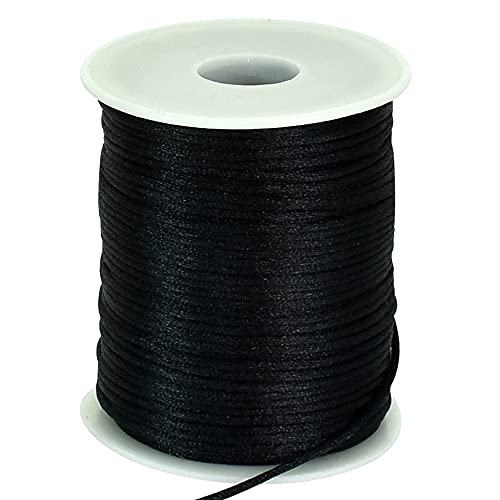 TONIFUL 2mm x 110 Yards Black Nylon Cord Satin String for Bracelet