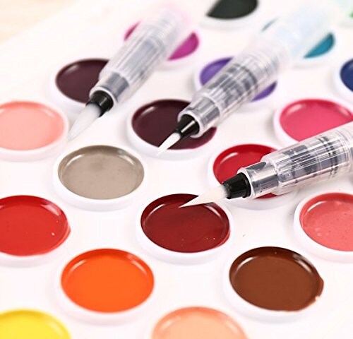 6 Set Water Color Brush Refillable Pen Watercolor Color Supplies