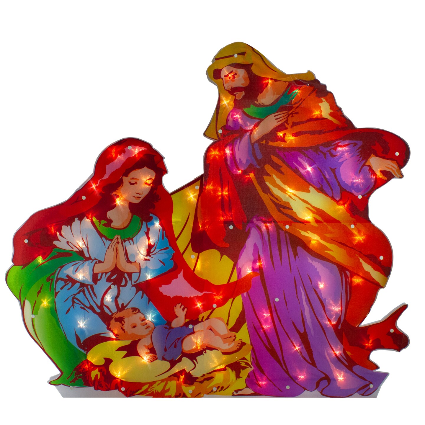 Northlight Lighted Holy Family Nativity Scene Christmas Outdoor Decoration - 38&#x22; - Clear Lights