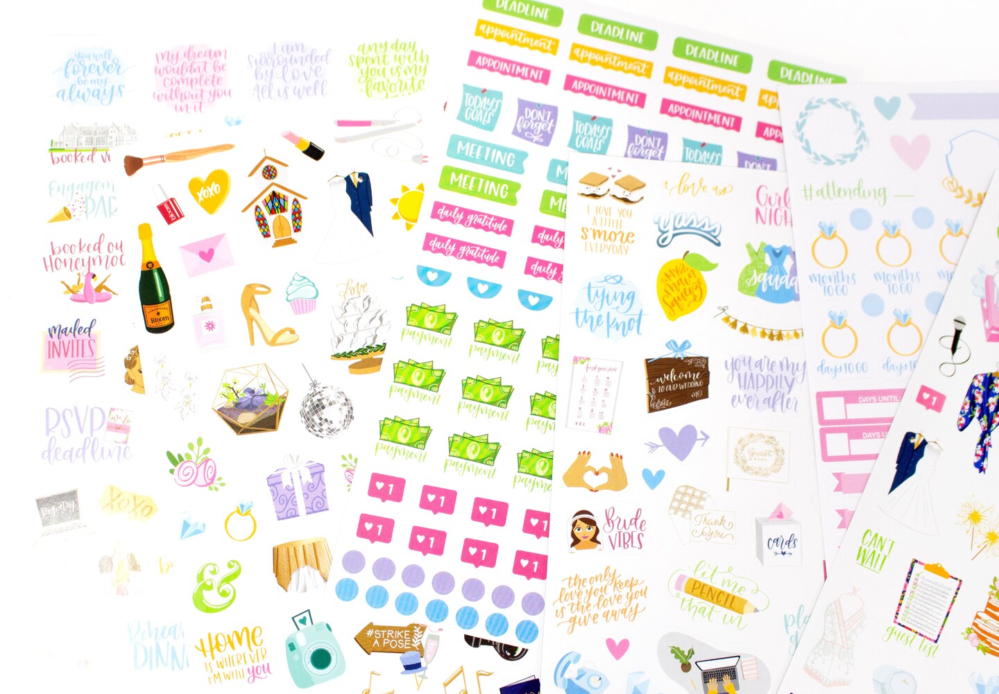 bloom daily planners Sticker Sheets, Wedding Planning Stickers V2