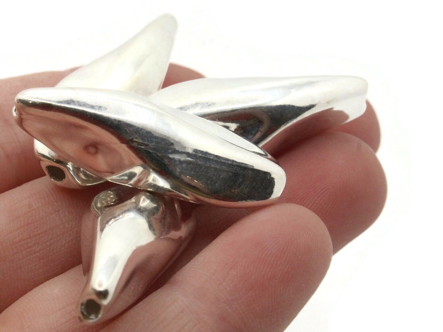 4 35mm Pinched Tube Vintage Silver Plated Plastic Beads