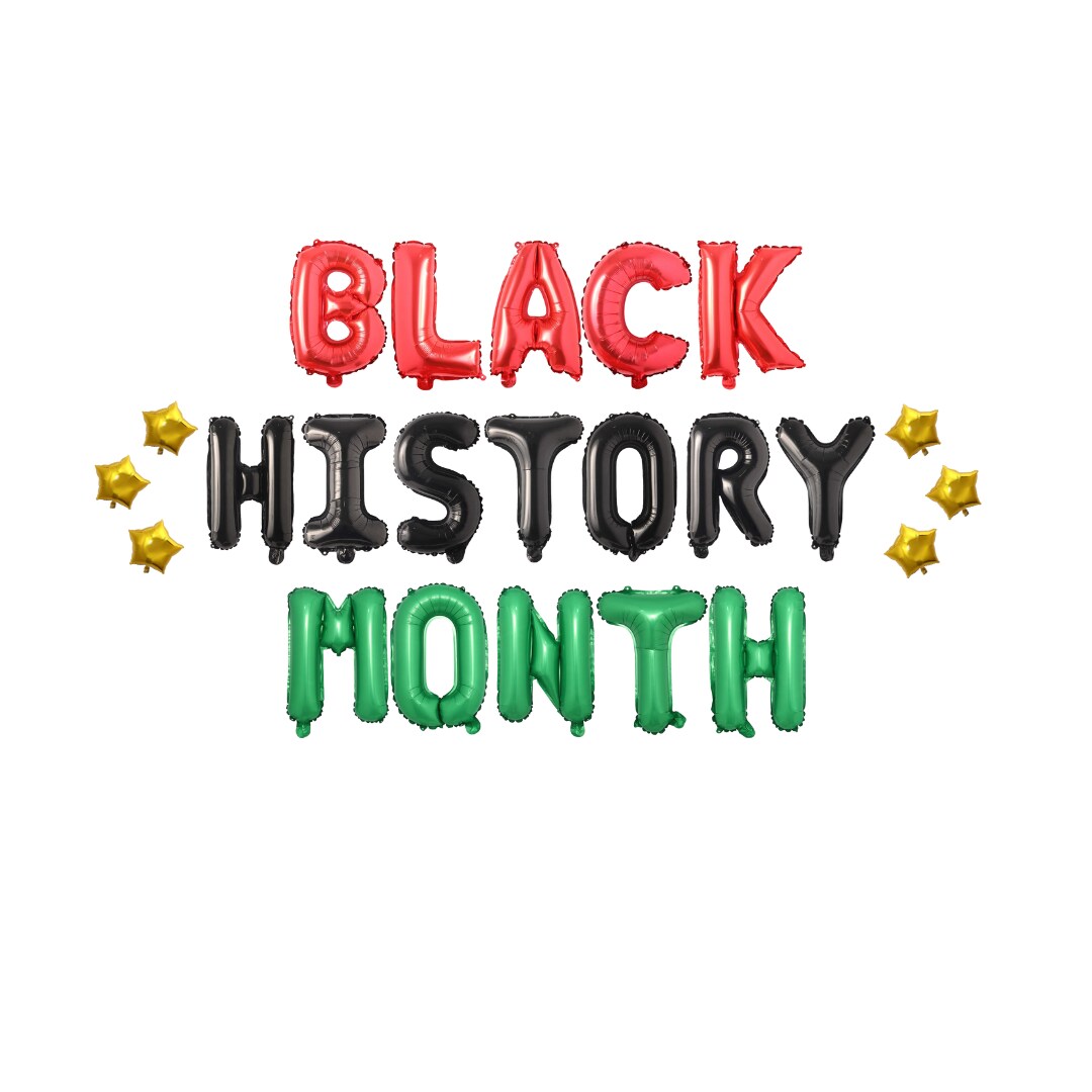 Black History Month Balloon Banner (Gold Stars)