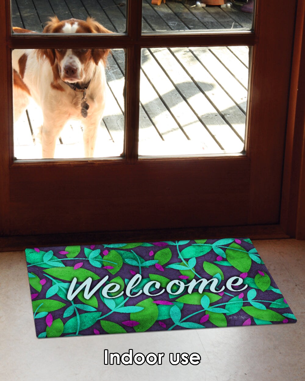 Spring Leaves Welcome Door Mat (18 x 30&#x22;)